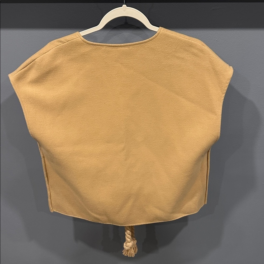 Maeve by Anthropologie Cropped Sweater Vest Boxy Oversized Academia Neutral Tan - Picture 2 of 4